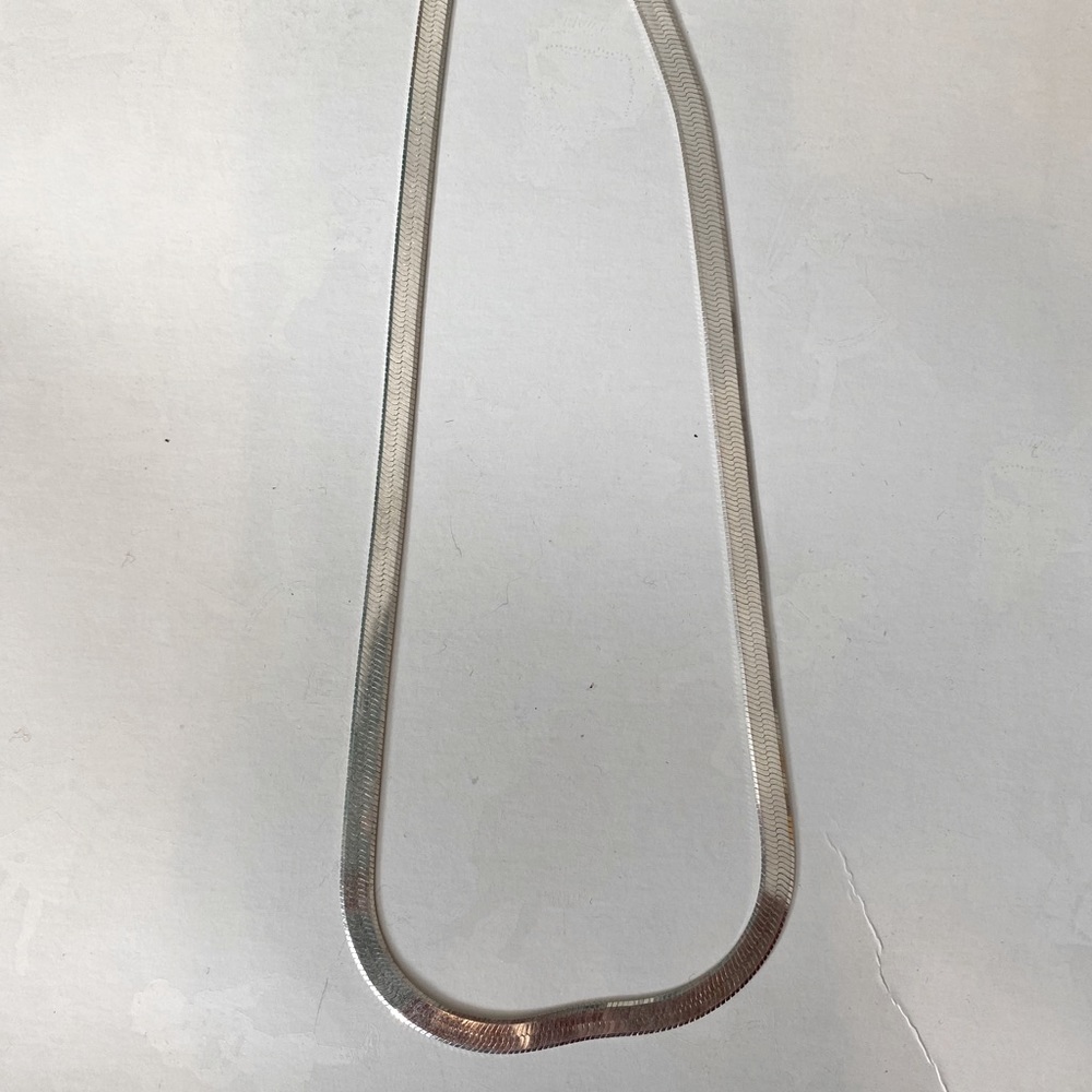 Silver wide chain necklace